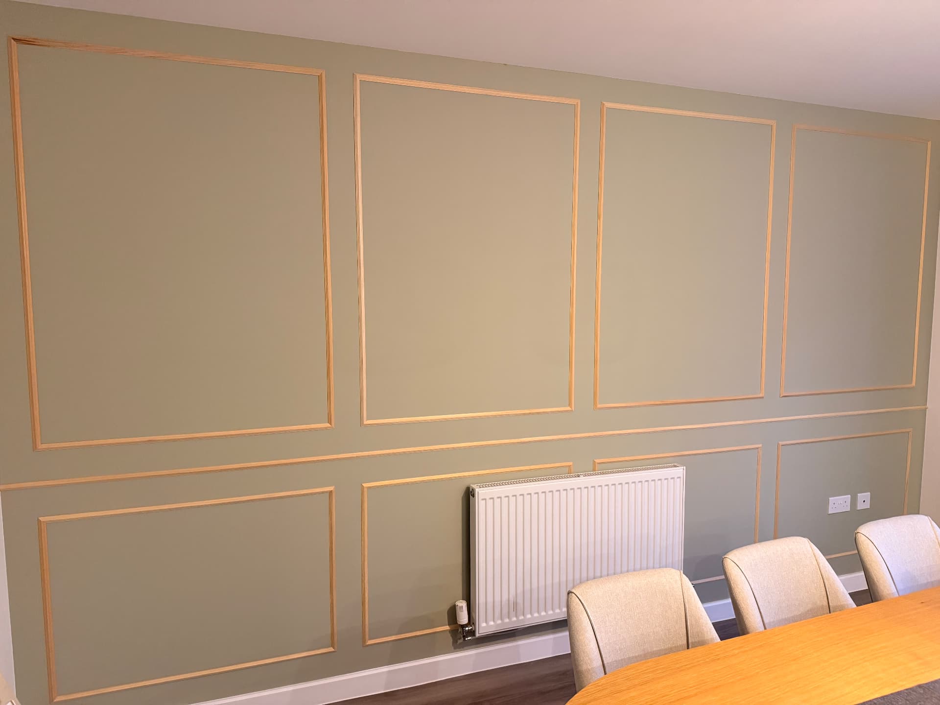 Kitchen wall panelling mouldings fitted before painting